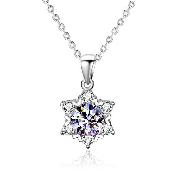 Certified 1ct. t.w. Moissanite Diamond Snowflake Necklace NEW C - Picture 6 of 9